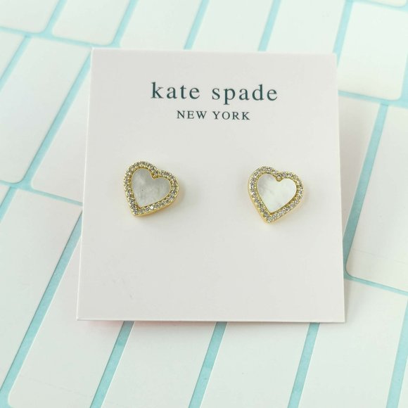 Kate Spade Jewelry - Kate Spade Take Heart White Gold Stud Earrings with dust bag
